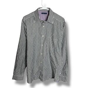 McKenzie Tribe Shirt Mens L Large Gray White Abstract Stripe Button Down